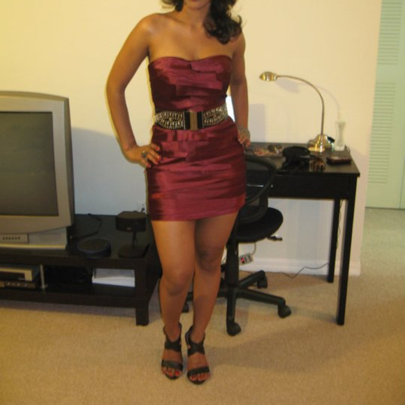 Bebe Strapless Dress with Belt - Size Small - Picture 2 of 5